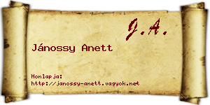 Jánossy Anett névjegykártya
