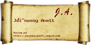 Jánossy Anett névjegykártya